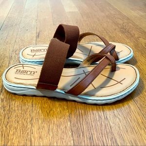 Born Bay Slide Sandal in brown leather sz 7